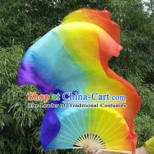 1.5 Meters Pure Silk Long Color Change Chinese Dance Belly Dance Hand Fans Hand Fan Japanese Wedding Fans Oriental Fan