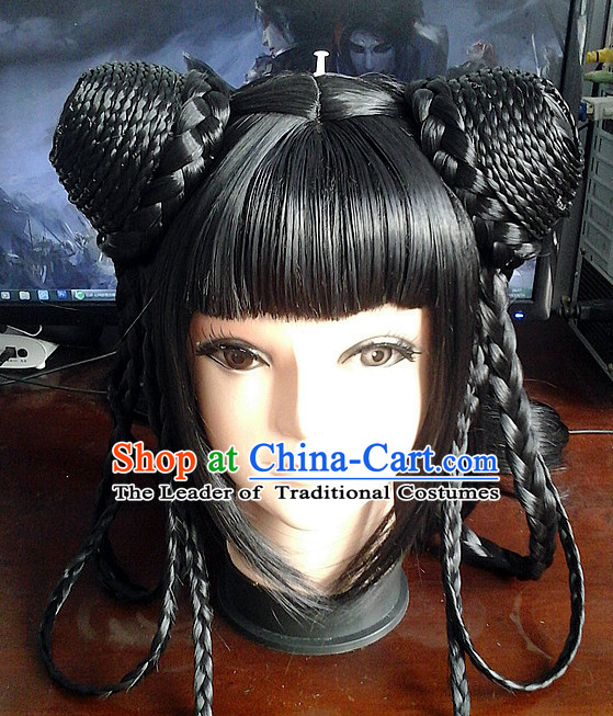 Ancient Asian Korean Japanese Chinese Empress Princess Style Female Wigs Toupee Wig Hair Extensions Sisters Weave Cosplay Wigs Lace for Woen