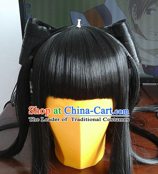 Ancient Asian Korean Japanese Chinese Style Female Wigs Toupee Wig Hair Extensions Sisters Weave Cosplay Wigs Lace for Women