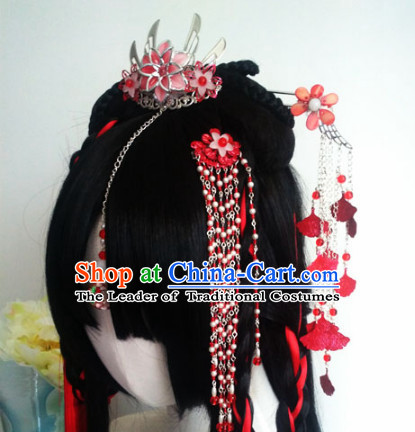 Ancient Chinese Princess Wigs Toupee Wigs Human Hair Wigs Hair Extensions Sisters Weave Cosplay Wigs Lace Hair Pieces and Accessories for Women