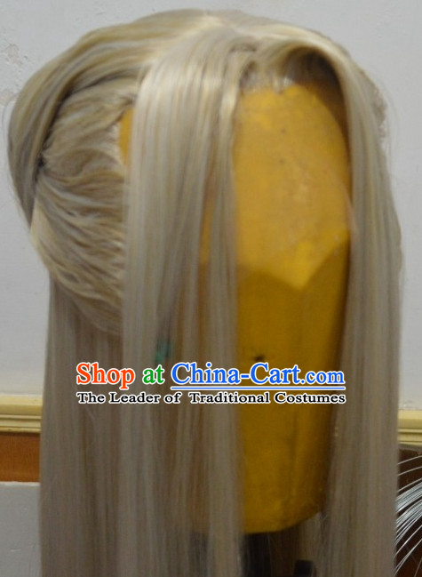 Ancient Chinese Japanese Korean Asian Long Wigs Cosplay Wig Performance Hair Extensions Real Wigs Toupee Full Lace Front Weave Pieces and Accessories for Men