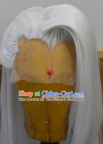 Ancient Chinese Japanese Korean Asian Long Wigs Cosplay Wig Hair Extensions Toupee Full Lace Front Weave Pieces for Men