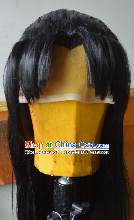 Ancient Chinese Japanese Korean Asian Prince Long Wigs Cosplay Wig Hair Extensions Toupee Full Lace Front Weave Pieces for Men