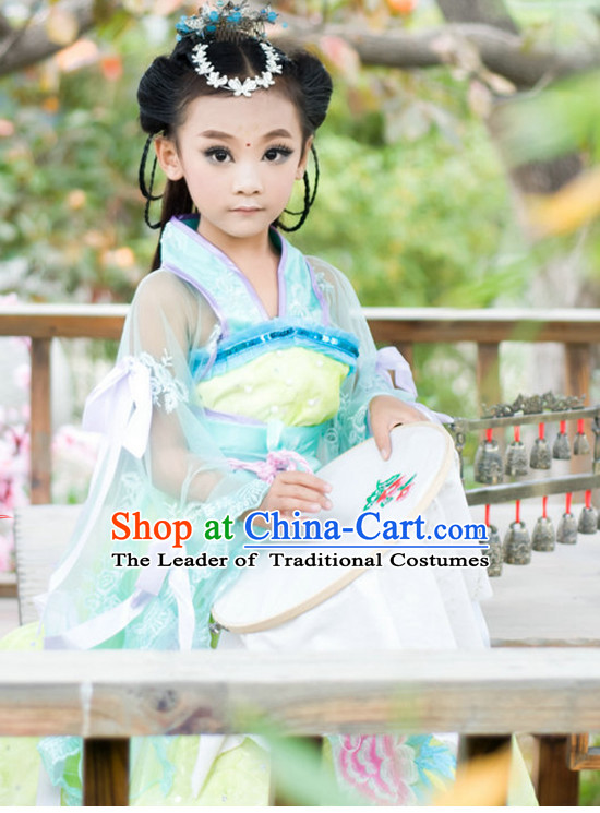 Traditional Chinese Tang Dynasty Dress and Headwear Complete Set for Kids