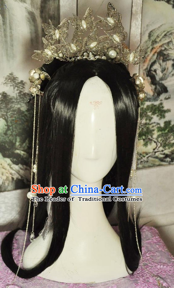 Chinese Empress Long Wig Hair Extensions Real Wigs Toupee Full Lace Front Wigs Weave Pieces for Women