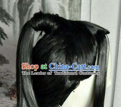 Chinese Fairy Long Wig Hair Extensions Real Wigs Toupee Full Lace Front Wigs Weave Pieces and Hair Jewelry for Men