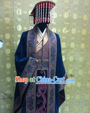 China Ancient Qin Dynasty Qin Chao Emperor Qin Shi Huang Costumes and Hat