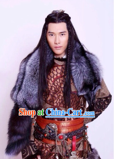 Ancient Chinese Ethnic Prince Long Wig for Men