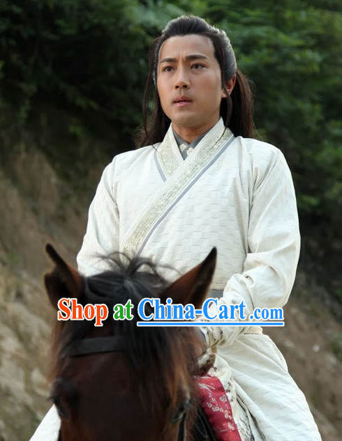 Traditional Chinese White Classical Hanfu Dress for Men