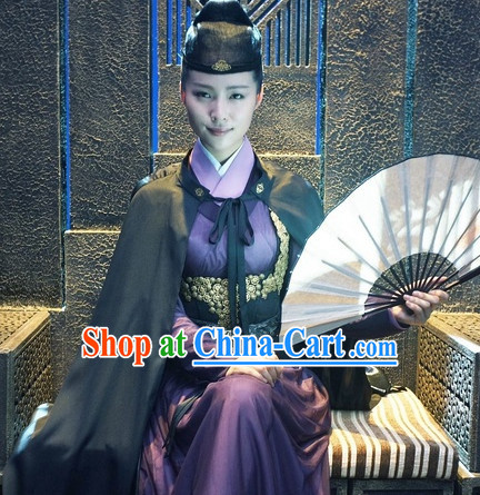 Ancient Chinese Swordman Clothing and Mantle and Hat Complete Set