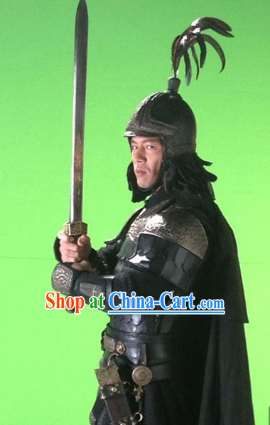 Ancient Chinese General Armor Uniform and Hat Complete Set