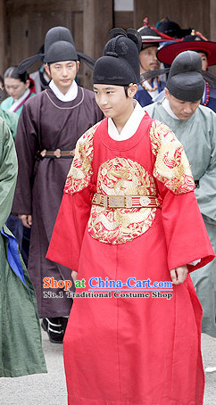 Traditional Korean Prince Costumes and Hat Complete Set