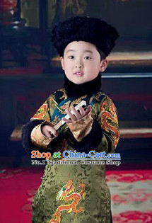China Qing Manchu Prince Costumes and Hat Complete Set for Children