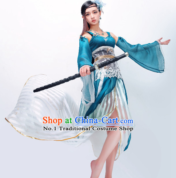 Asian Blue Fairy Costumes Complete Set