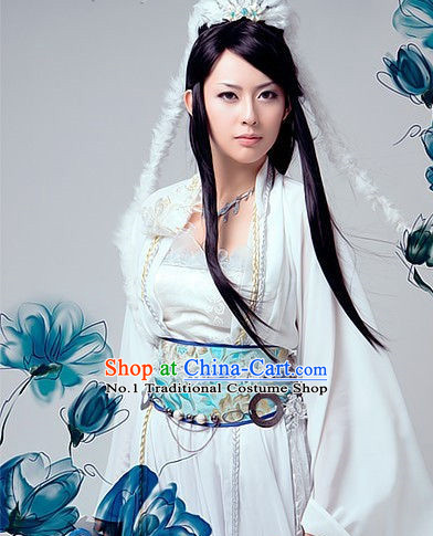 Pure White Goddess Costumes and Hair Accessories