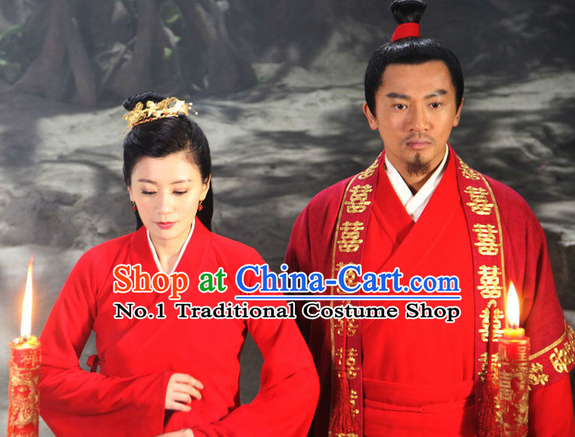 Chinese Red Wedding Dresses for Men and Women