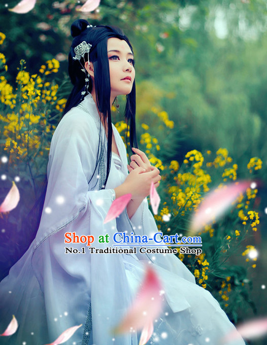 Pure White China Hanfu Dress for Women