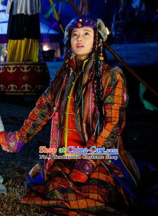 Traditional Mongolian Princess Robe Dresses and Hat