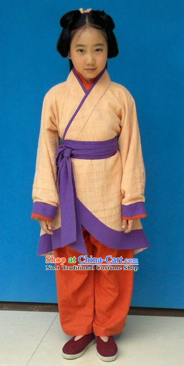 Chinese Classical Hanfu Suit and Belt for Kids