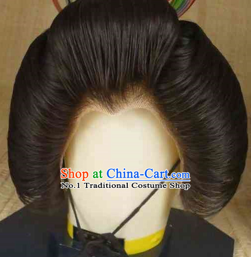 Traditional Japanese Geisha Black Long Wig and Hair Accessories