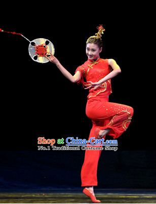 Chinese Classical Fan Dance Costumes for Girls