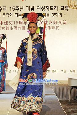 Qing Dynasty Princess Phoenix Robe and Hat Complete Set