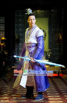 Chinese Swordsman Cosplay Costumes and Headwear