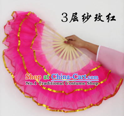 Three Layers Pink Dance Fans