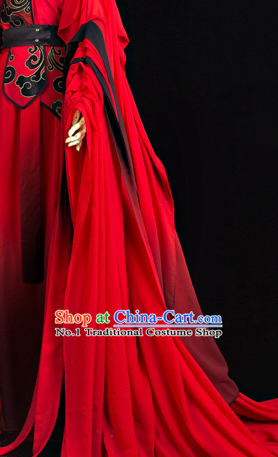Chinese Red General Hanfu Cosplay Costumes Complete Set
