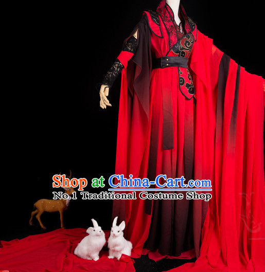 Chinese Red General Hanfu Cosplay Costumes Complete Set