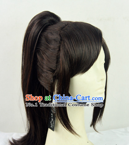 Traditional Chinese Swordsman Brown Colour Hair Wigs