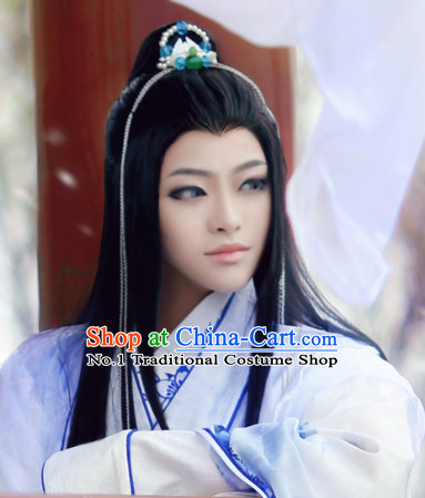 Chinese Traditional Swordsman Black Colour Hair Wigs