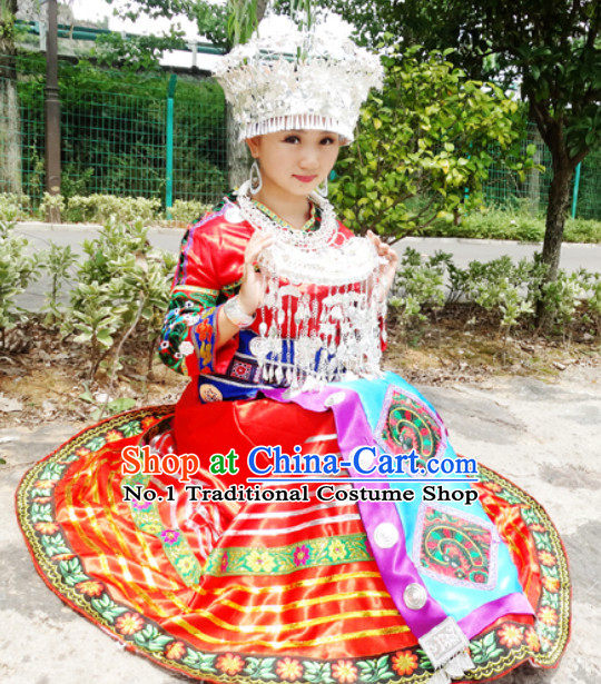 China Miao Tribe Minority Ethnic Dresses and Silver Accessories for Women