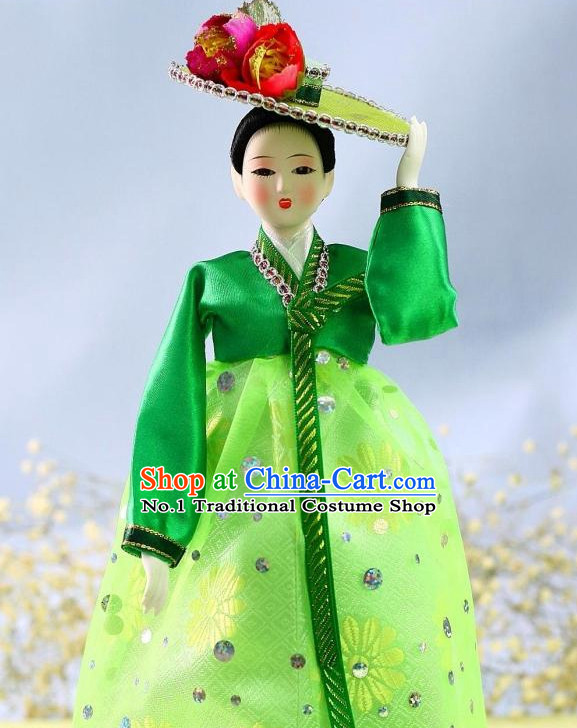 Korean Handmade Hanbok Dressed Folk Silk Figurine