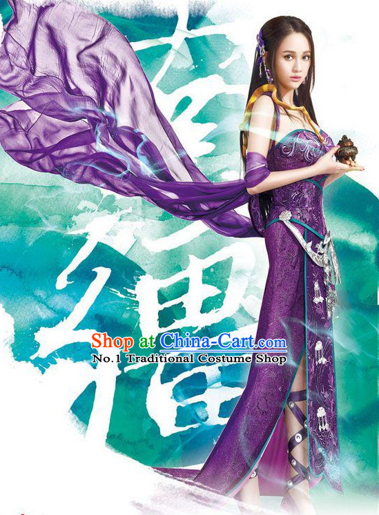 Chinese Legend Fairy Costumes and Hair Accessories Complete Set