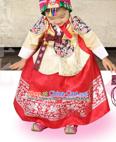 Top Korean Traditional Custom Made Birthday Hanbok Complete Set for Children