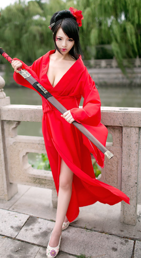 Asian Fashion Sexy Red Costumes for Ladies