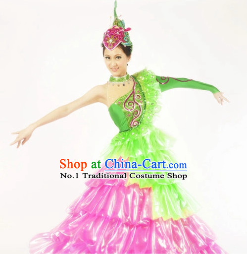 Chinese Stage Performance Contemporary Costumes and Headwear for Women