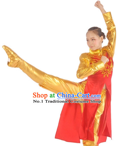 Chinese Drum Player Dance Costumes Complete Set for Women