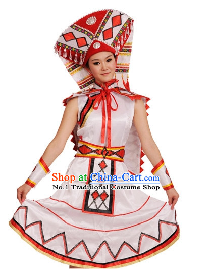 China Shop Chinese Zhuang Ethnic Dance Costumes Girls Dancewear for Women