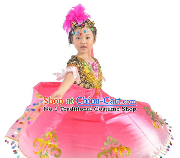 China Kids Xinjiang Dance Costumes Ballerina Costume Burlesque Costumes Salsa Costumes