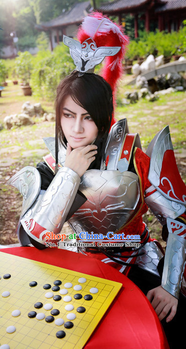 Chinese Cosplay General Warrior Costumes and Hat Complete Set