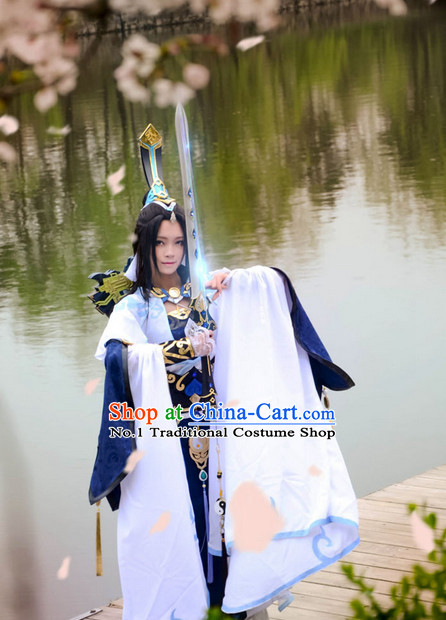 Chinese Costumes Traditional Clothing China Shop Nun Costumes and Hair Accessories Complete Set
