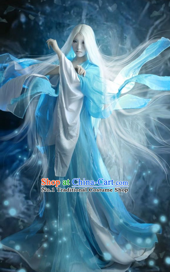 Chinese Costumes Traditional Clothing China Shop Blue White Fairy Cosplay Halloween Costumes