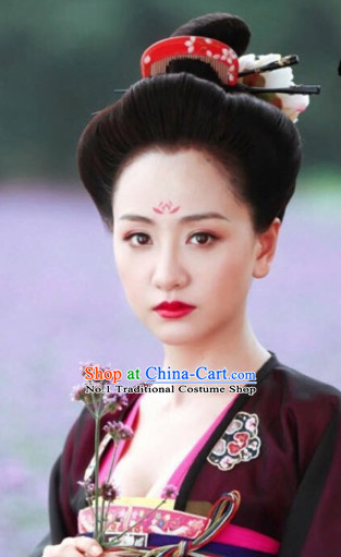 Tang Dynasty Style Chinese Female Black Wig Hair Accessories Hair Jewelry