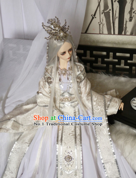 Chinese White Empress Costumes and Hair Jewelry Complete Set for Women