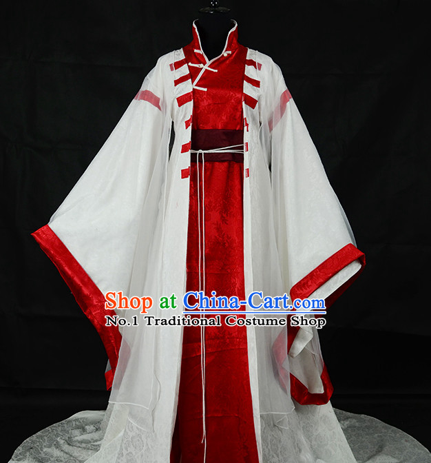 Chinese White Kung Fu Master Costumes Asian Fashion Complete Set for Men