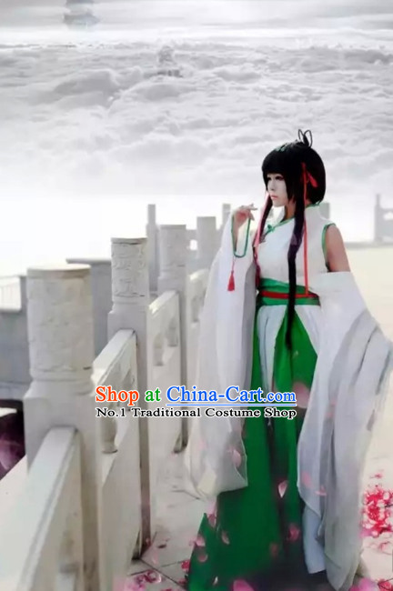 Chinese White Hanfu Costumes Asian Fashion Complete Set for Women