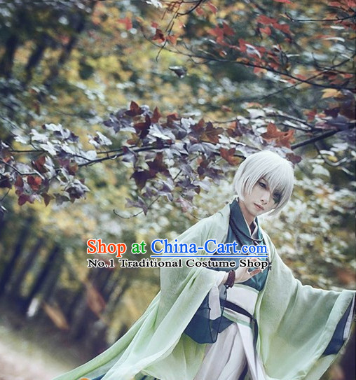 Chinese Cosplay Kimono Costumes Asian Fashion and Wig Complete Set