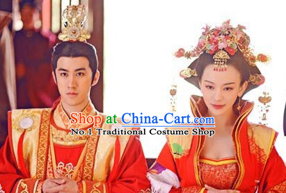 Chinese Traditional Emperor and Empress Hair Accessories and Jewelry 2 Sets